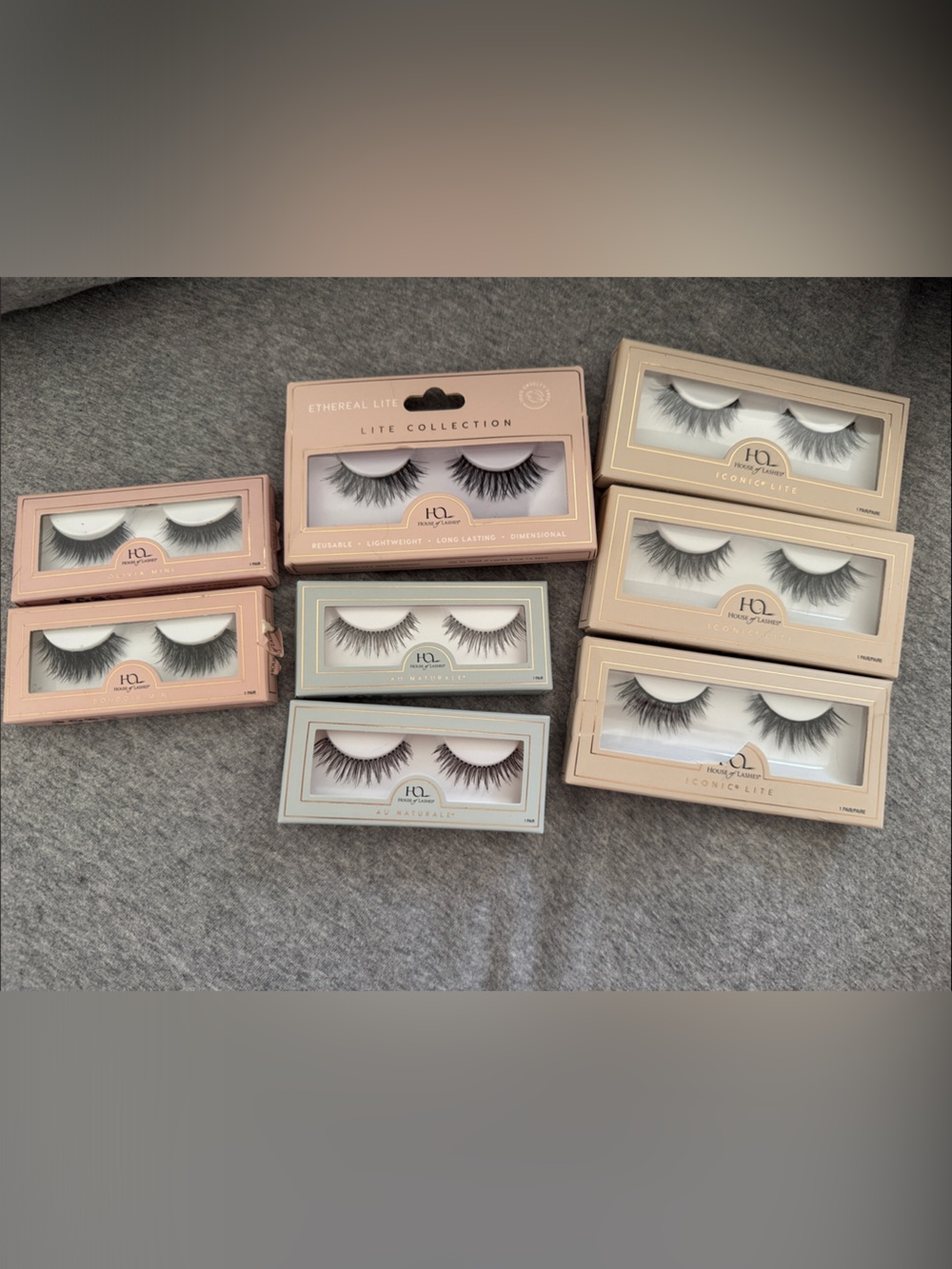 HQ Assorted False Eyelashes Set in Nude, Blush, Sage